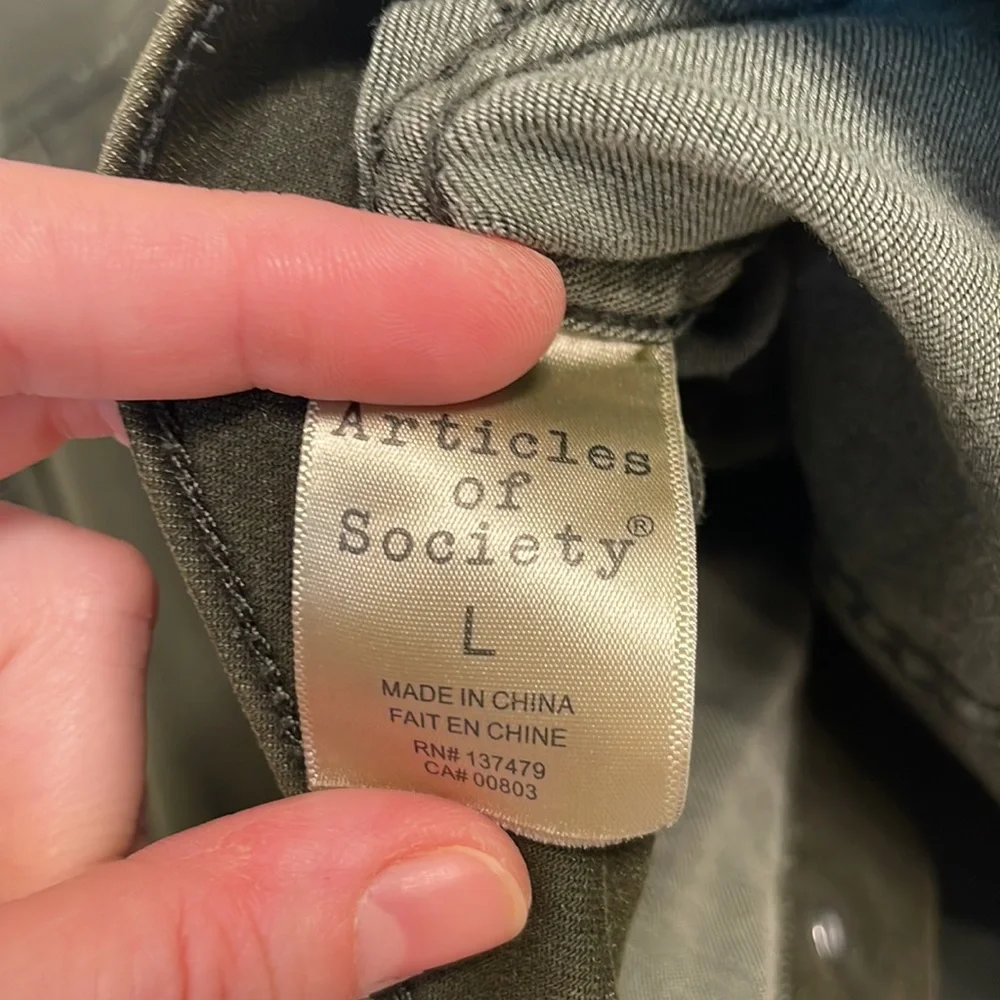 ARTICLES OF SOCIETY Army Green Denim Jacket - Picture 7 of 8
